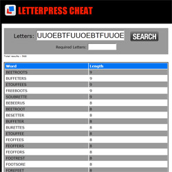 Letterpress Cheat Guide